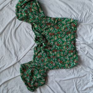 Green Floral Top